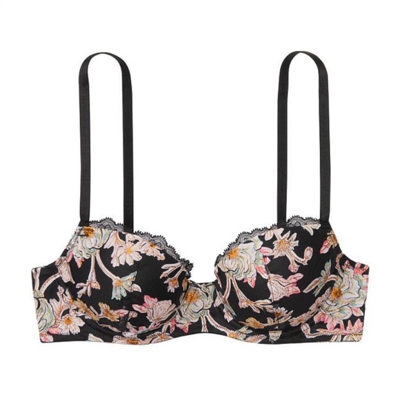 VS Floral Embroidered Demi Bra & Garter Lingerie Matching Set - Picture 6 of 7